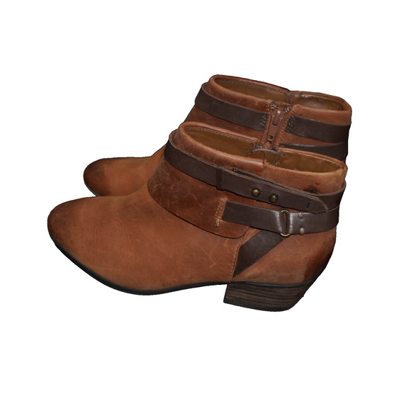Clarks Spye Comet Brown Leather Ankle Booties Women’s 5.5 / EU 35.5 - Picture 1 of 13